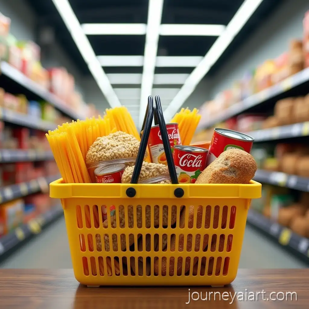 Colorful-Shopping-Basket-Filled-with-Affordable-Groceries-in-Supermarket