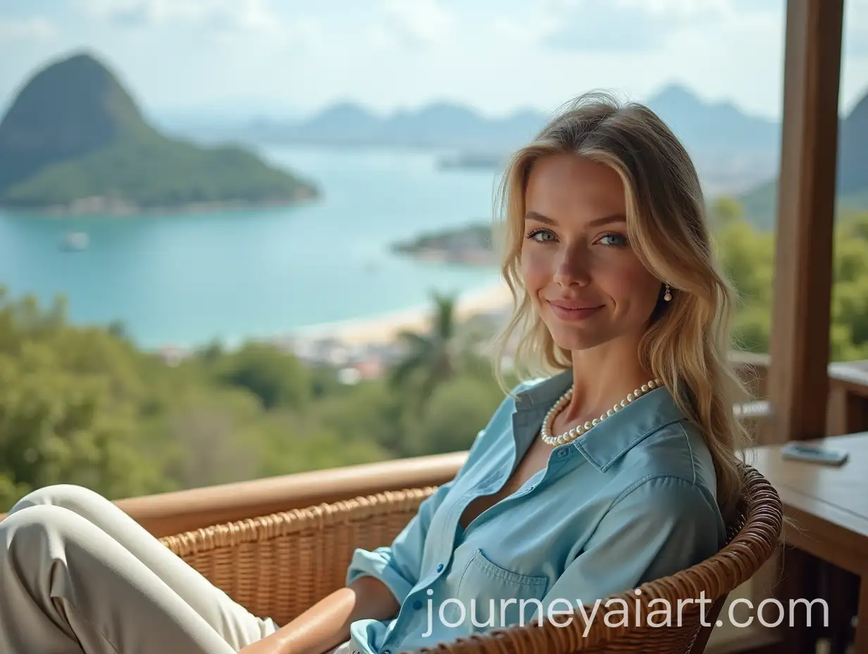 Serene-Summer-Escape-Blonde-Beauty-Relaxing-in-Rio-de-Janeiro-Cafe