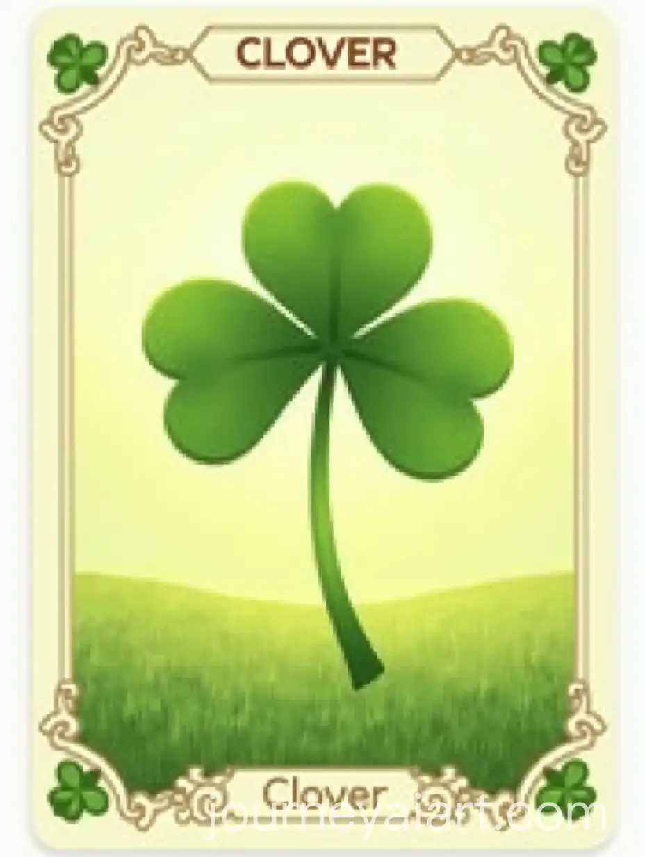 Clover-Lenormand-Card-in-Classic-Tarot-Style-with-FourLeaf-Clover-and-Natural-Theme