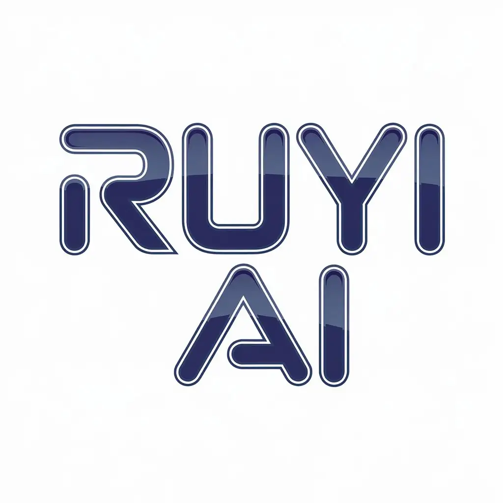 a vector logo design,with the text "RUYI AI", main symbol:Design a logo with the word 'RUYI', simple, blue font,Minimalistic,clear background