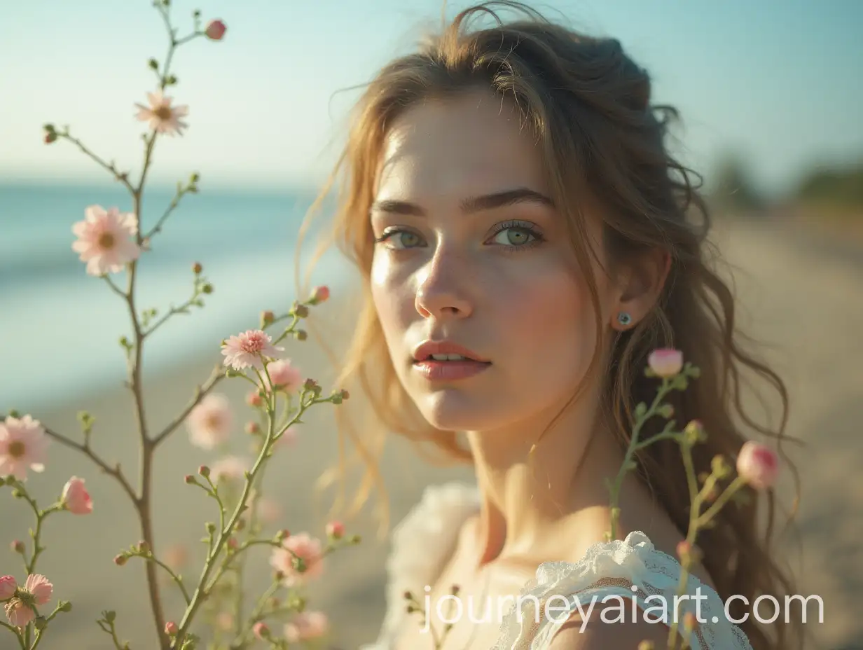 Double-Exposure-Portrait-of-Young-Woman-with-Blooming-Flowers