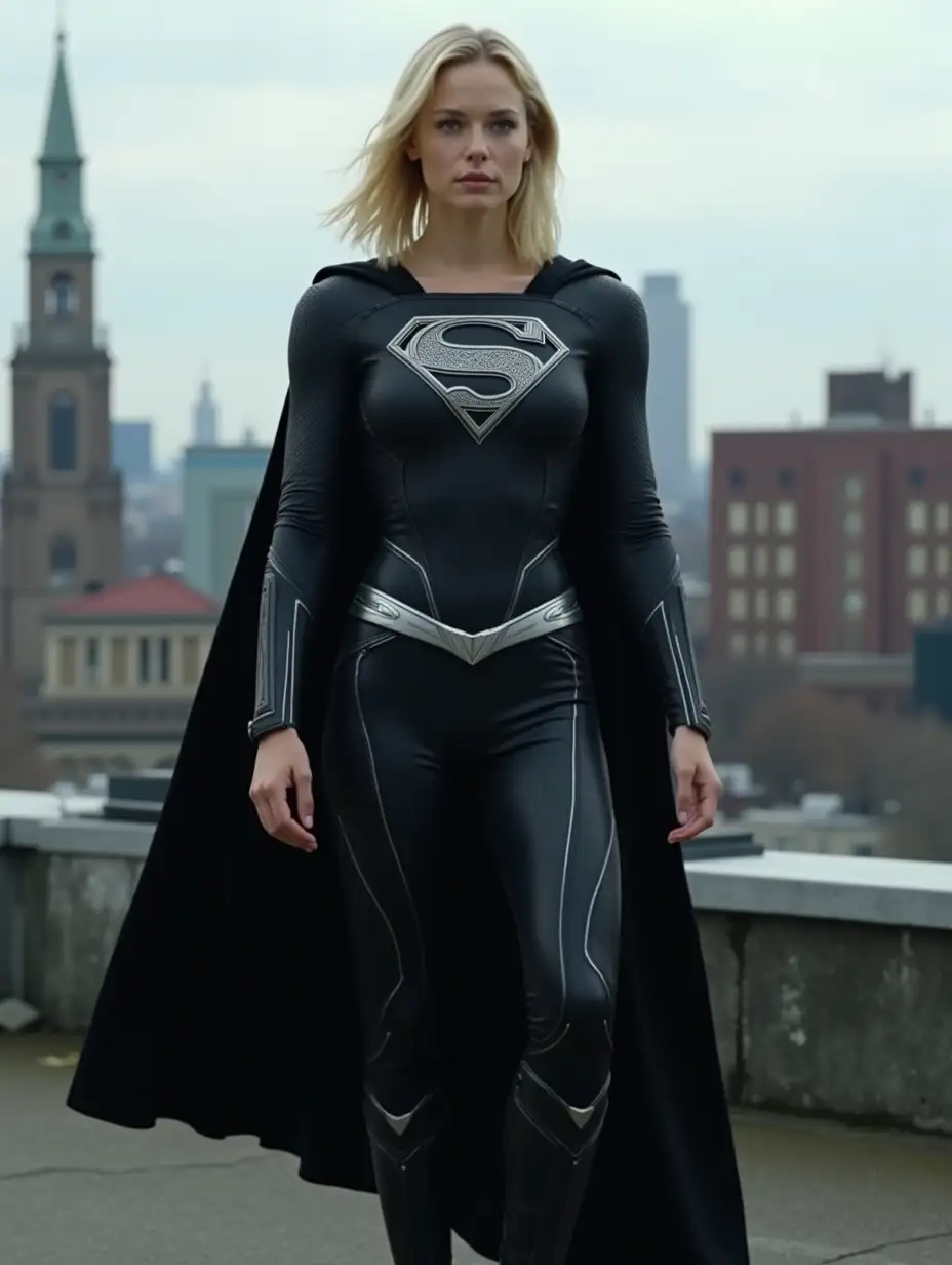 Milly-Alcock-as-Supergirl-in-Sleek-Black-Suit-on-Metropolis-Rooftop