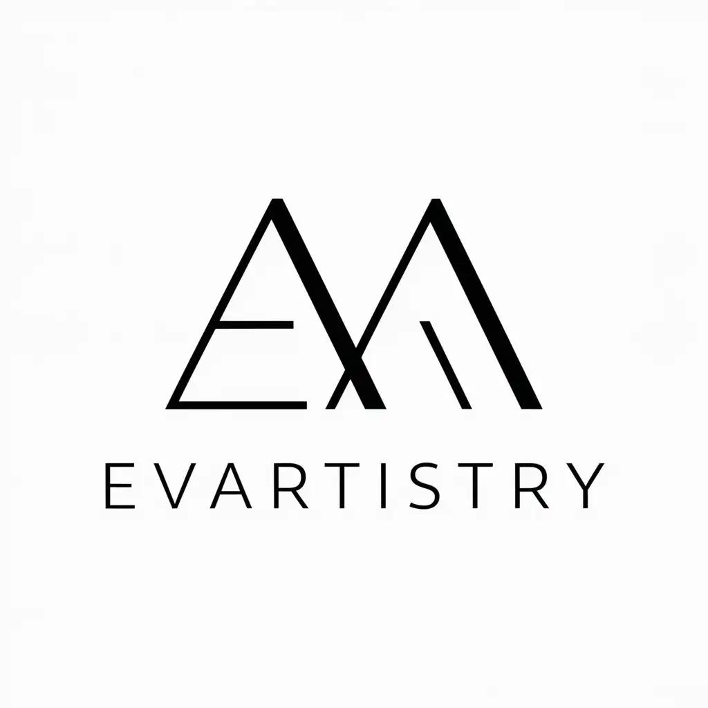 a vector logo design,with the text "EVArtistry", main symbol:Initials EVA in graphic design,Minimalistic,clear background