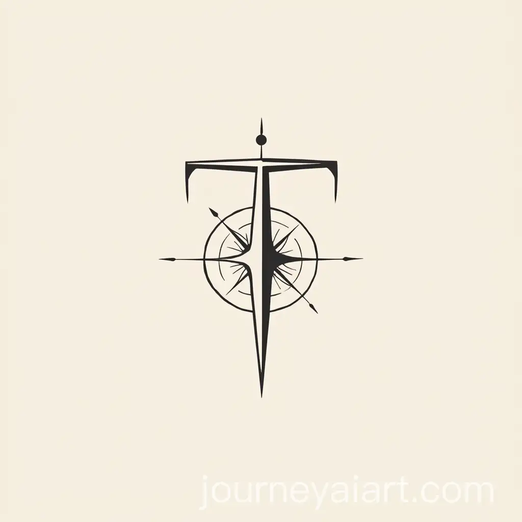 Minimalistic-Compass-Icon-with-Letter-T-in-Fine-Lines