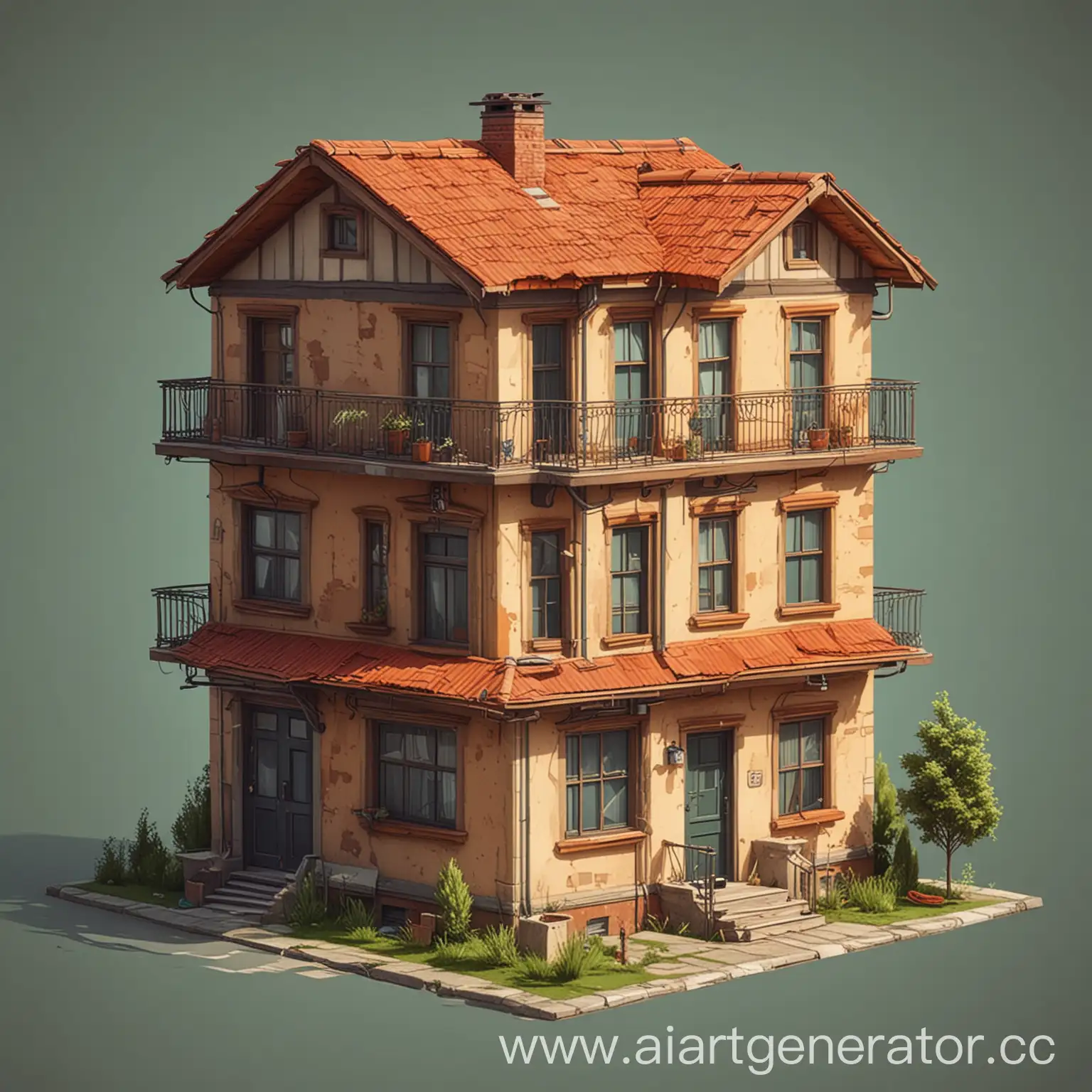 Colorful-2D-Vector-House-Illustration