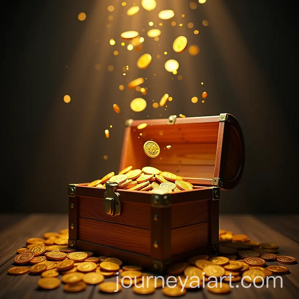 Aerial-View-of-an-Open-Treasure-Chest-Overflowing-with-Golden-Coins