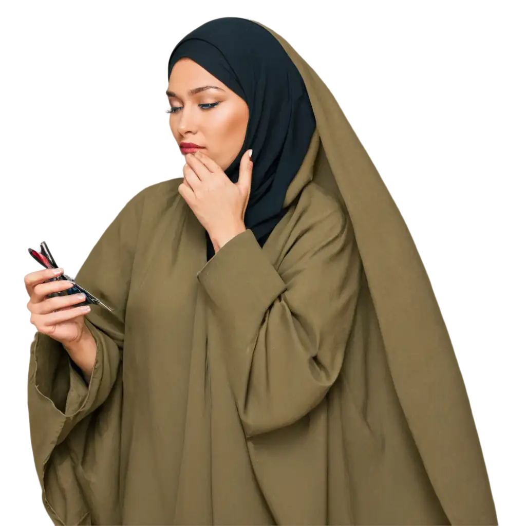 Veiled-Woman-Applying-MakeupPNG-Image-Usage-Scenarios-PNG-A-HighQuality-Image-for-Creative-and-Professional-Use