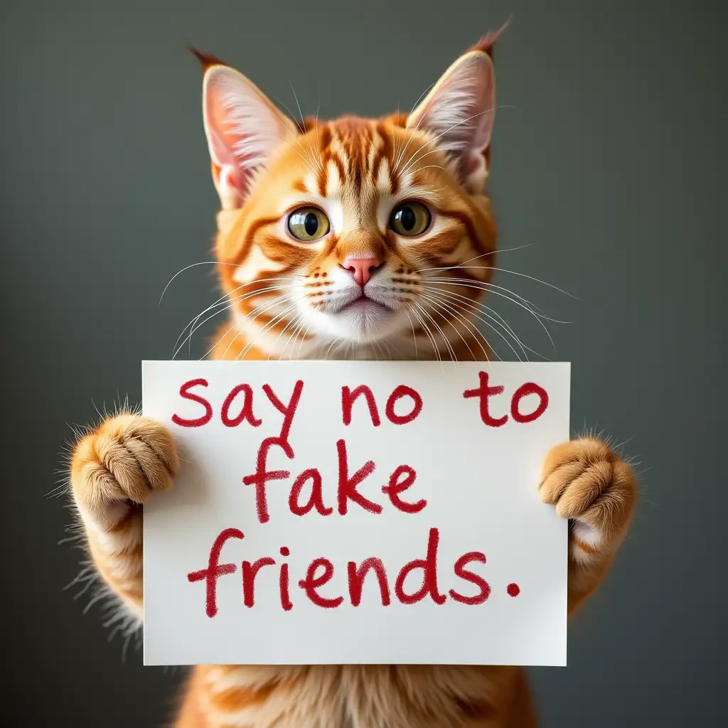 Cat-Holding-Sign-with-Say-No-to-Fake-Friends-Message