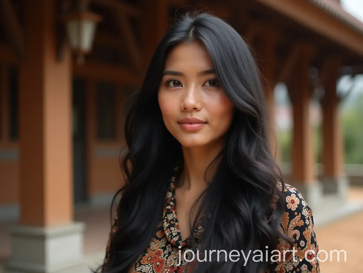 West-Sumatran-Woman-in-Traditional-Setting-with-Jam-Gadang-or-Rumah-Gadang