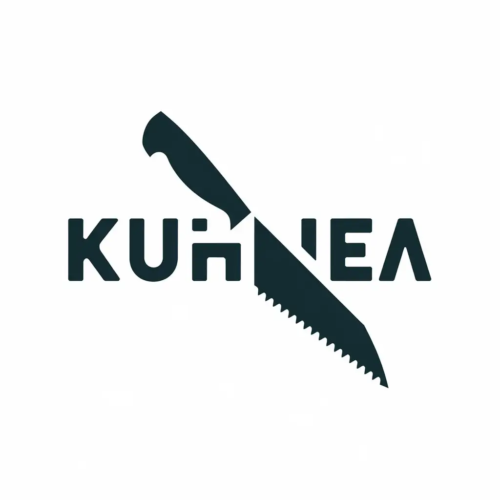 a vector logo design,with the text "kuhnea", main symbol:modern knife,complex,be used in Internet industry,clear background