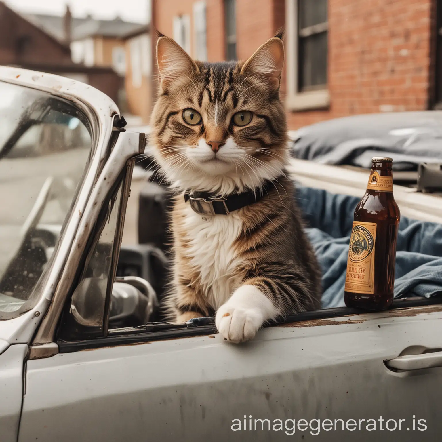 Cat-Relaxing-in-Car-with-Beer