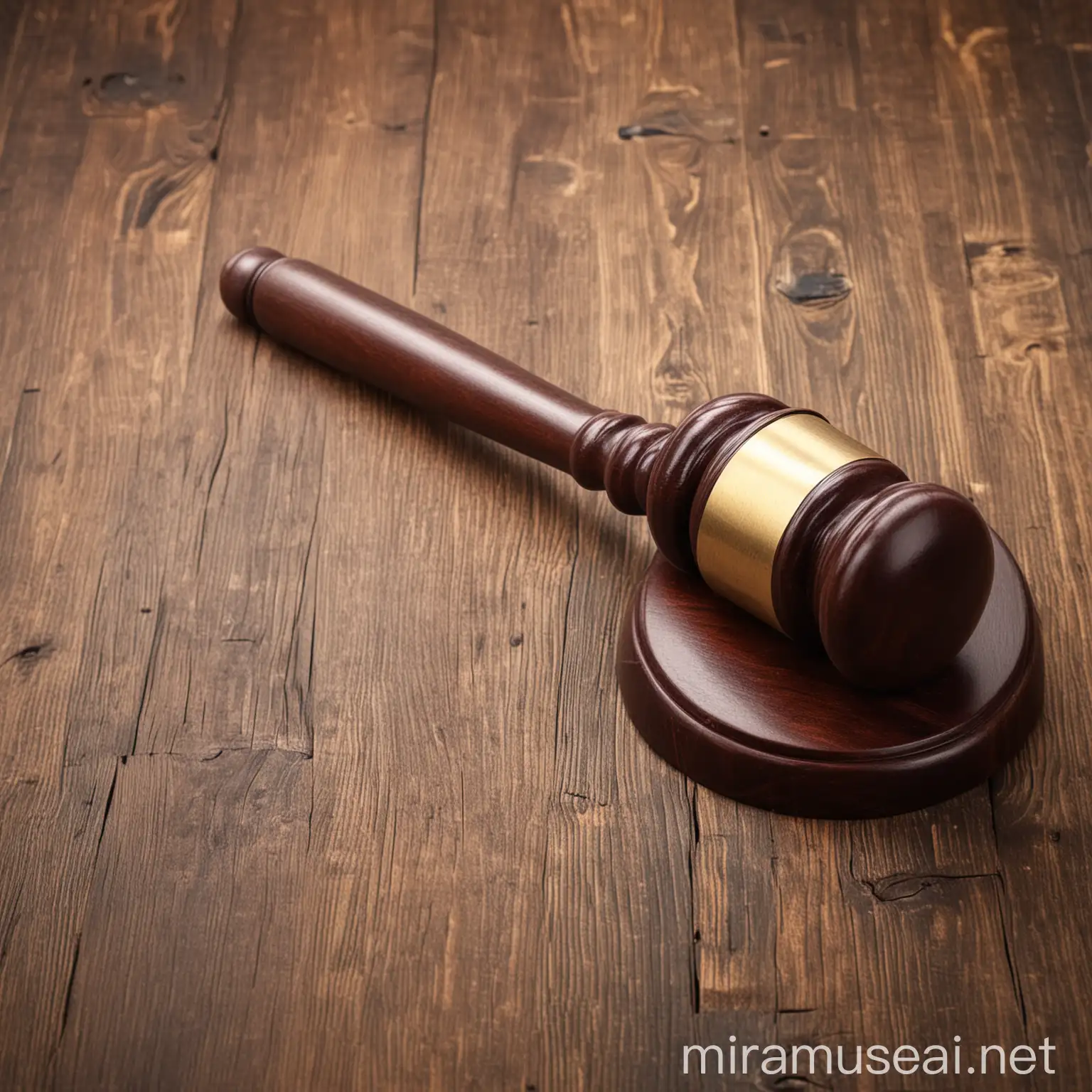 Judges Hammer Resting on Wooden Desk