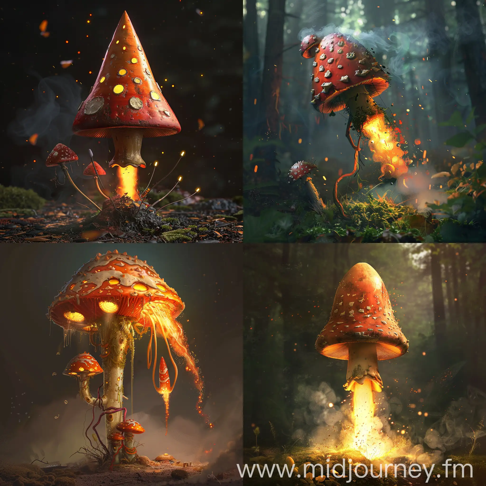 Fantasy Mushroom Rocket Firework Creature Art | JourneyArt