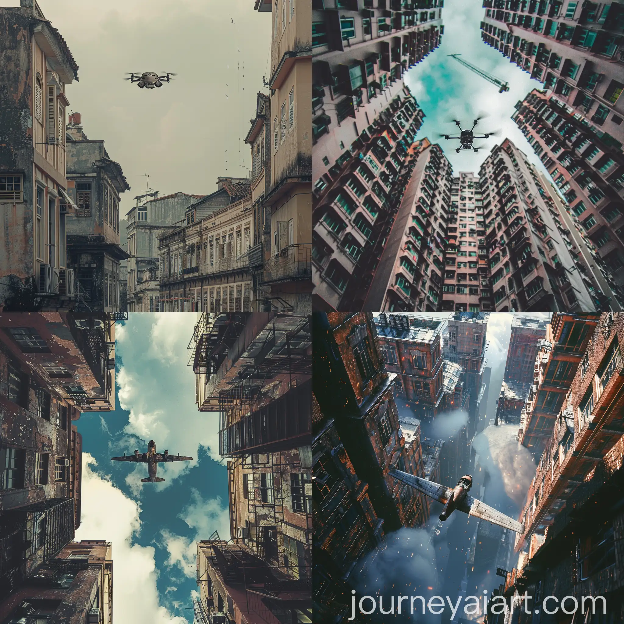 Aerial-Drone-Flying-over-Urban-Buildings