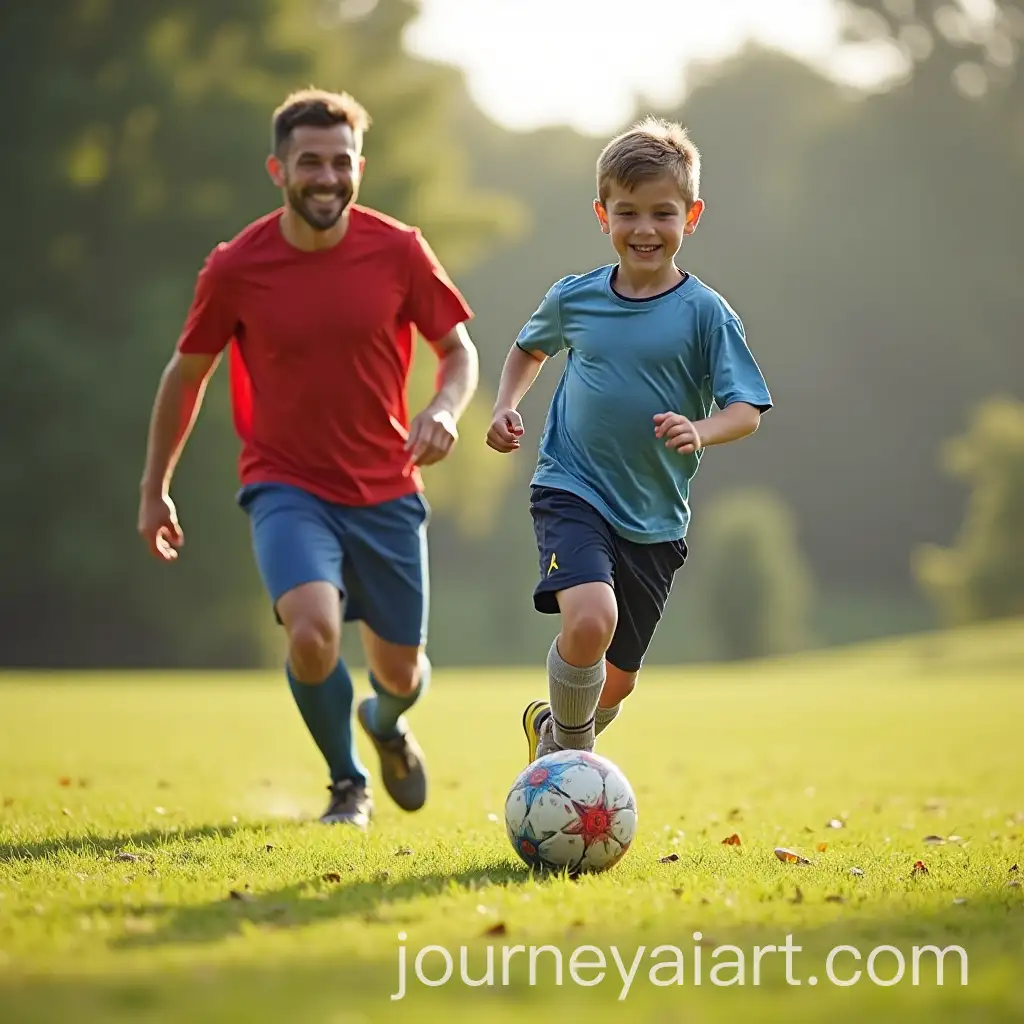 Father-and-Son-Playing-Soccer-Together-in-Joyful-Moment