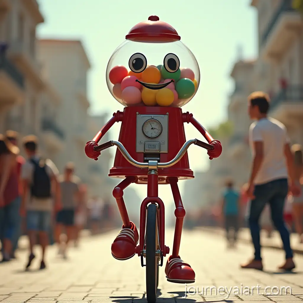 Gumball-Machine-with-Arms-and-Legs-Riding-a-Red-Bicycle-in-SunnyGumball-machine-on-bicycle-Town