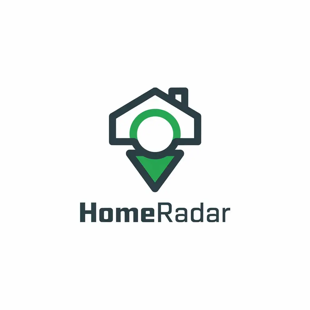 LOGO Design for HomeRadar Home Icon Map Pin with Modern and Clear Background Theme