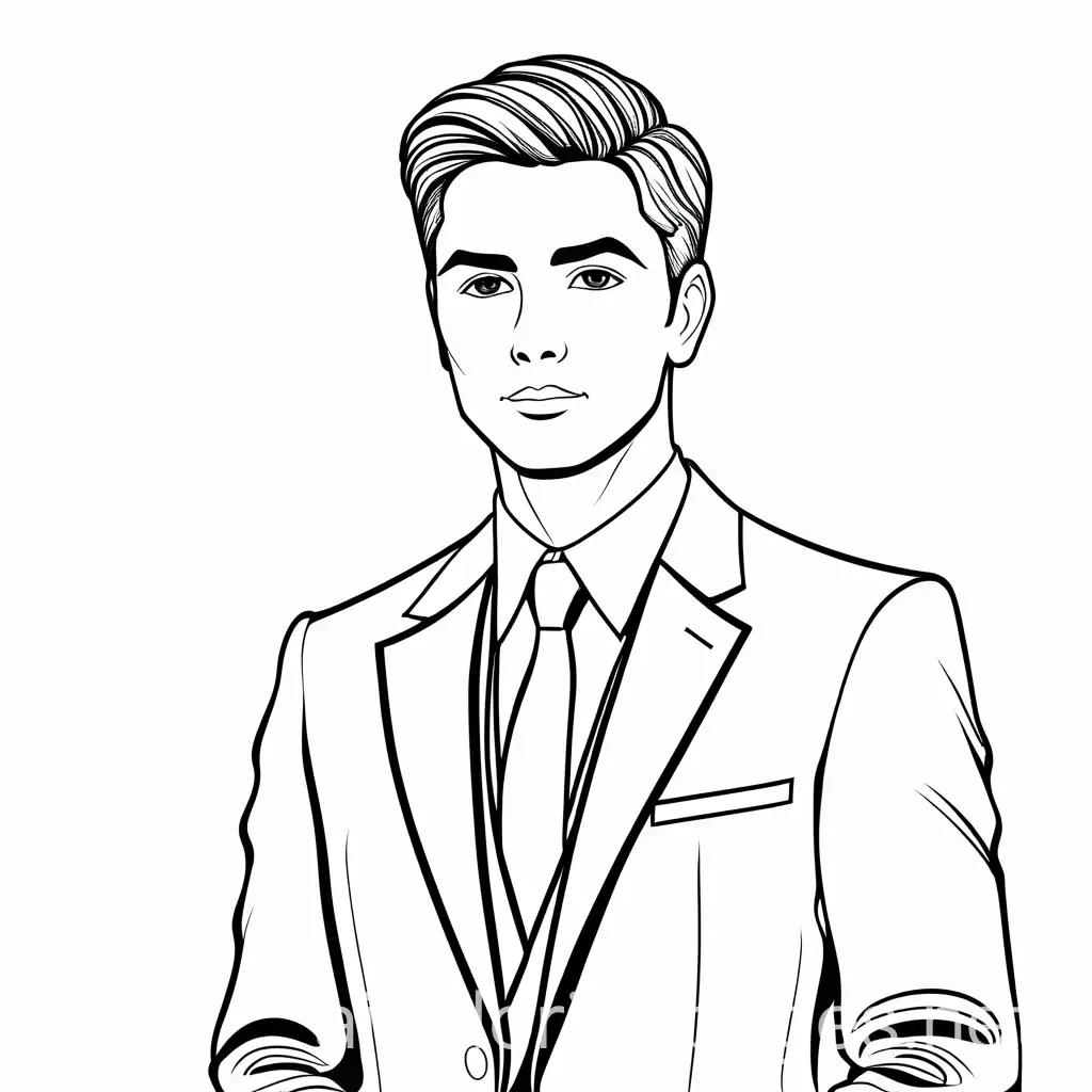 Young-Man-in-Suit-and-Tie-Coloring-Page