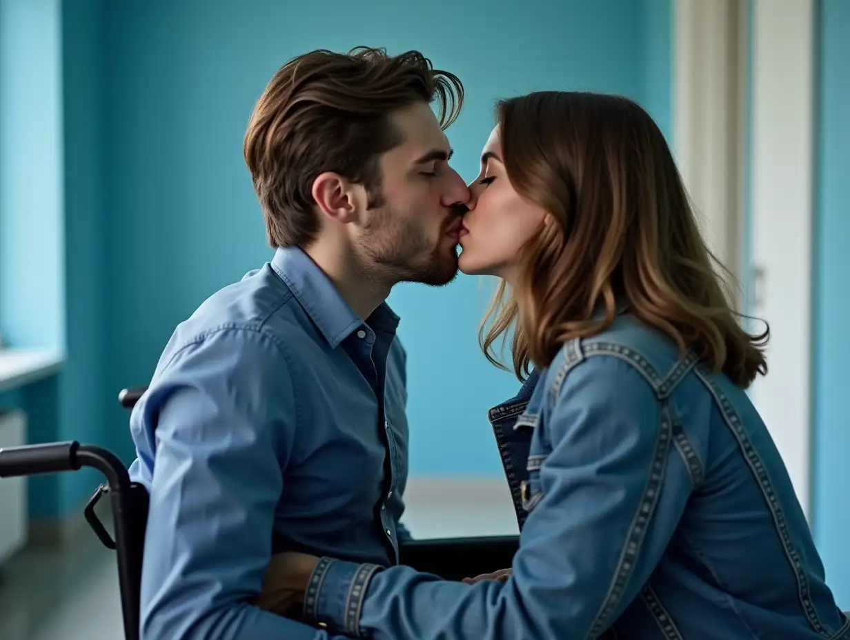 Young-Couple-Sharing-a-Kiss-in-a-Blue-Room