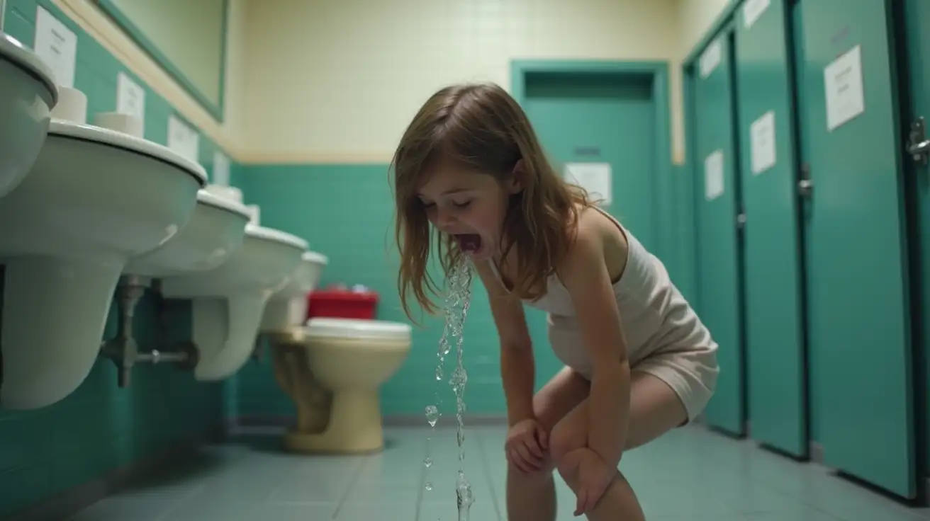 Pregnant-Girl-Yelling-Water-in-School-Bathroom