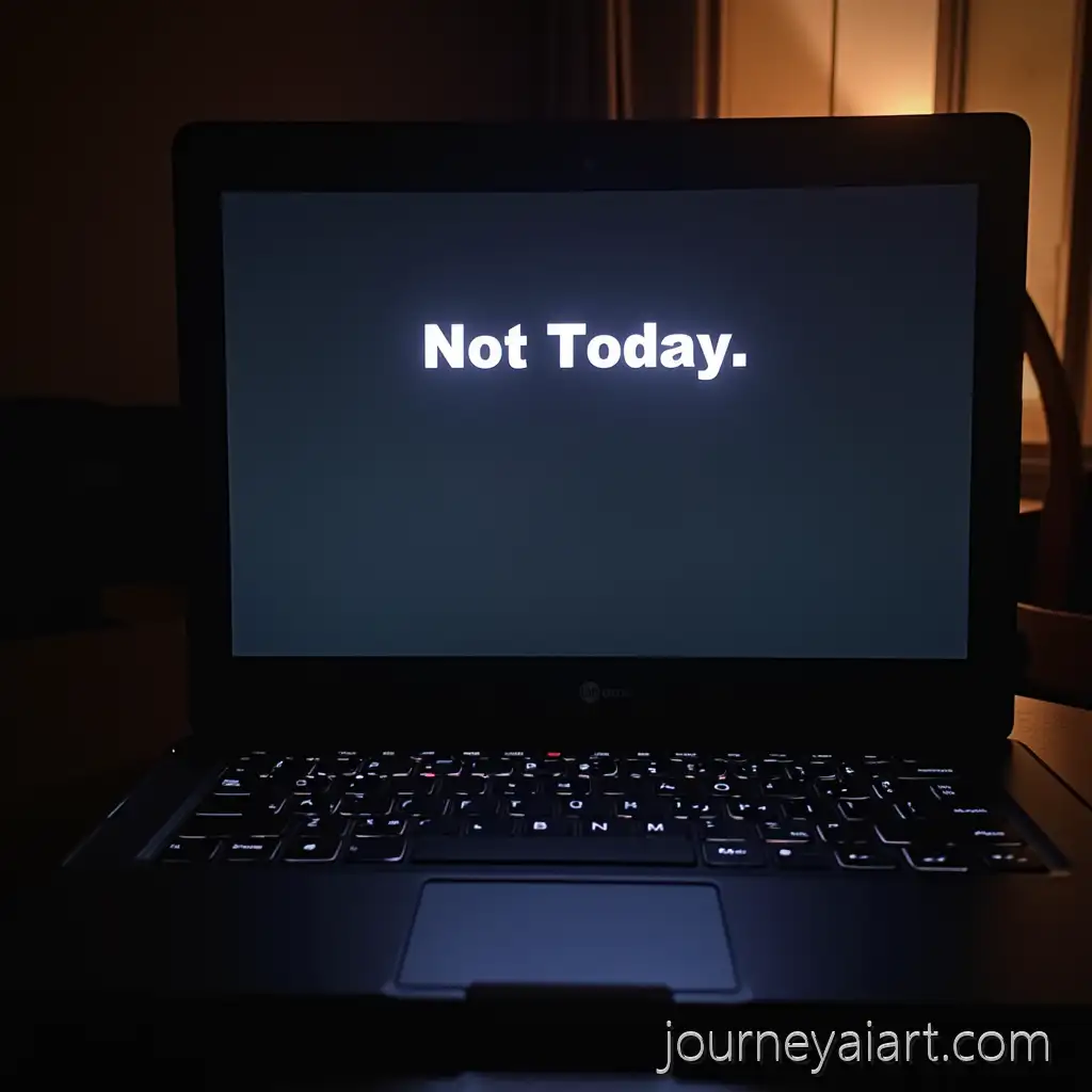Laptop-Displaying-Not-Today-Error-Message-on-Minimalist-Desk