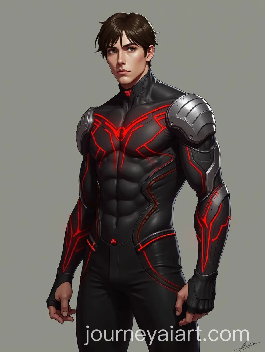 SciFi-Character-Concept-of-a-Young-Man-with-Red-Glowing-Marks-and-Metallic-Arms