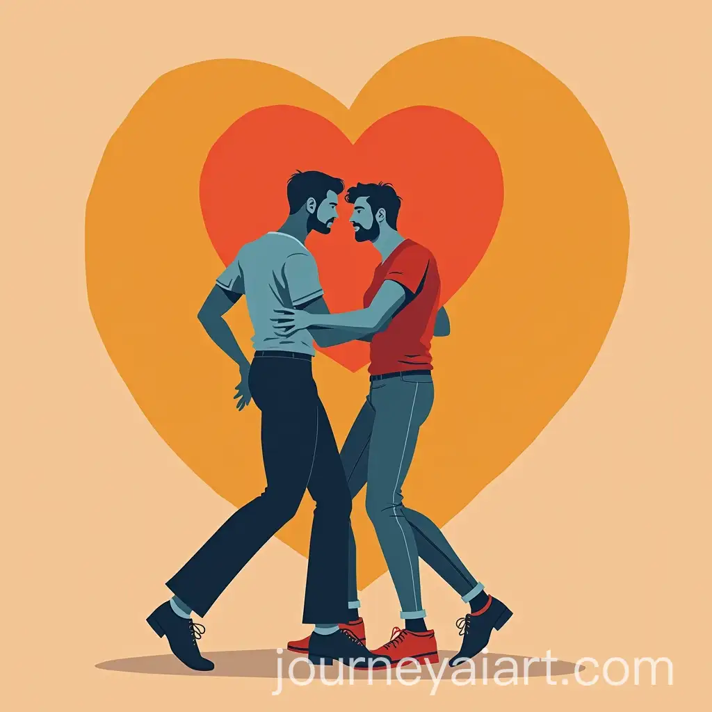 Amorous-Slow-Dance-Between-Two-Men-in-Minimalist-Lineart-Style