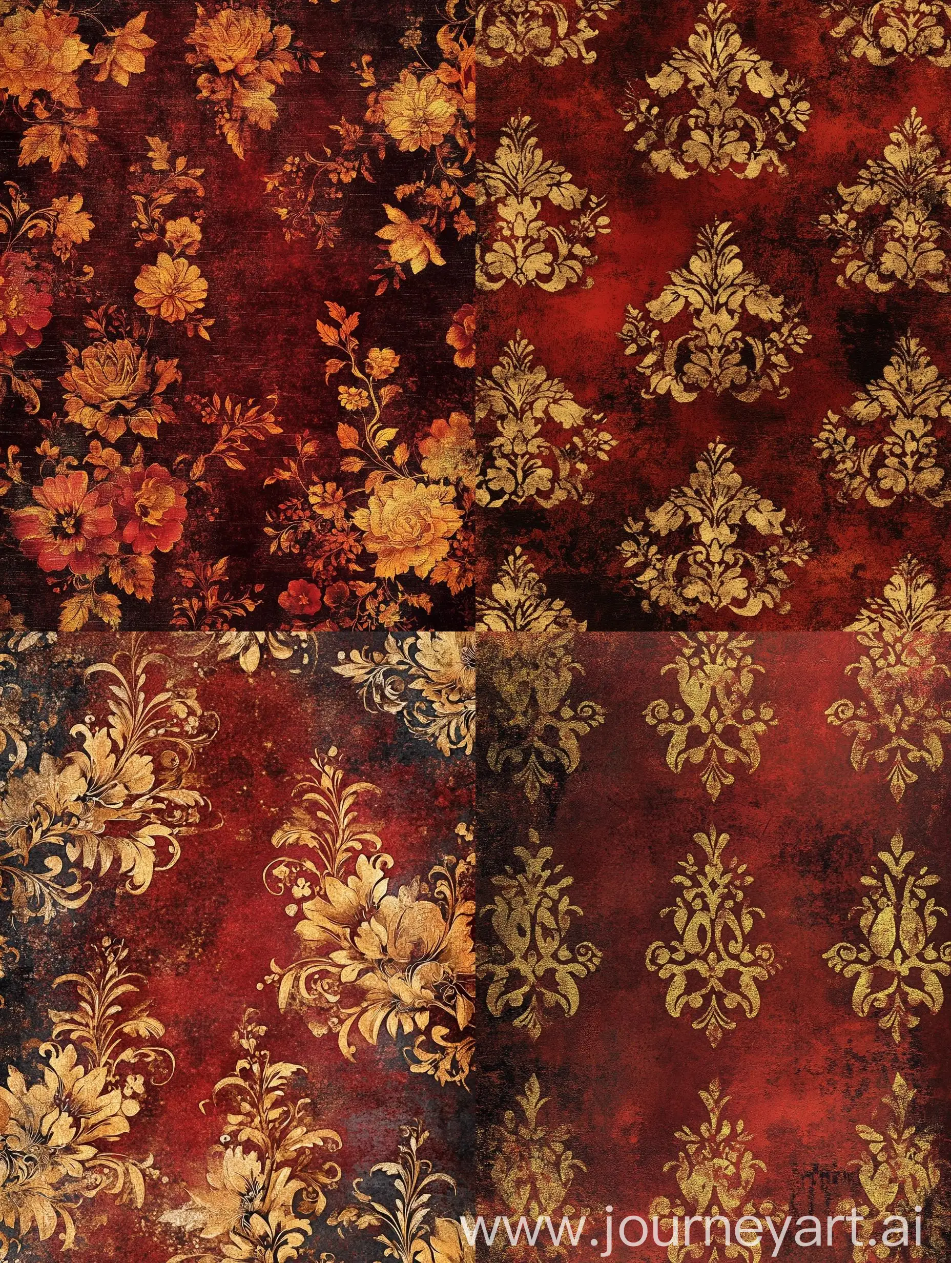 Fantasy-Dark-Red-Floral-Vintage-Style-Digital-Paper-for-Journaling