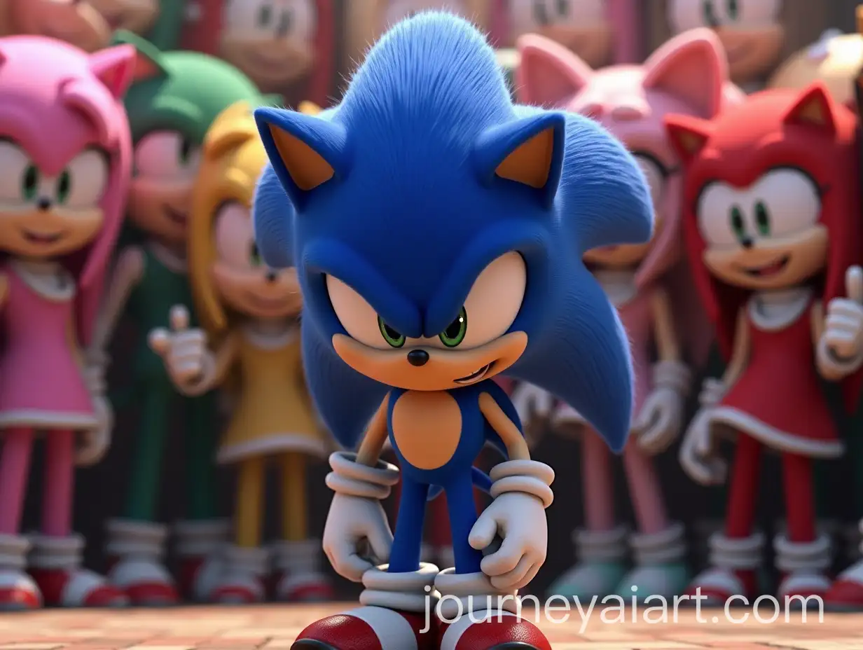 Embarrassed-Sonic-the-Hedgehog-Surrounded-by-Mocking-Female-Characters