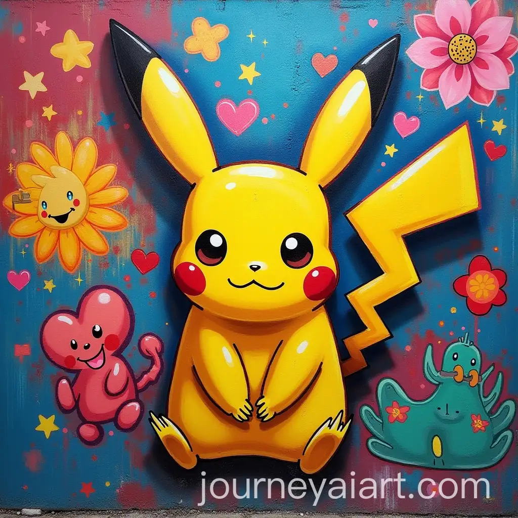 Vibrant-Pikachu-Street-Art-Mural-in-Urban-Setting