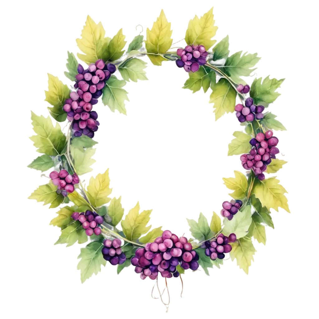 Grape-Wreath-PNG-Image-Hand-Drawn-Watercolor-Style-for-Versatile-Applications