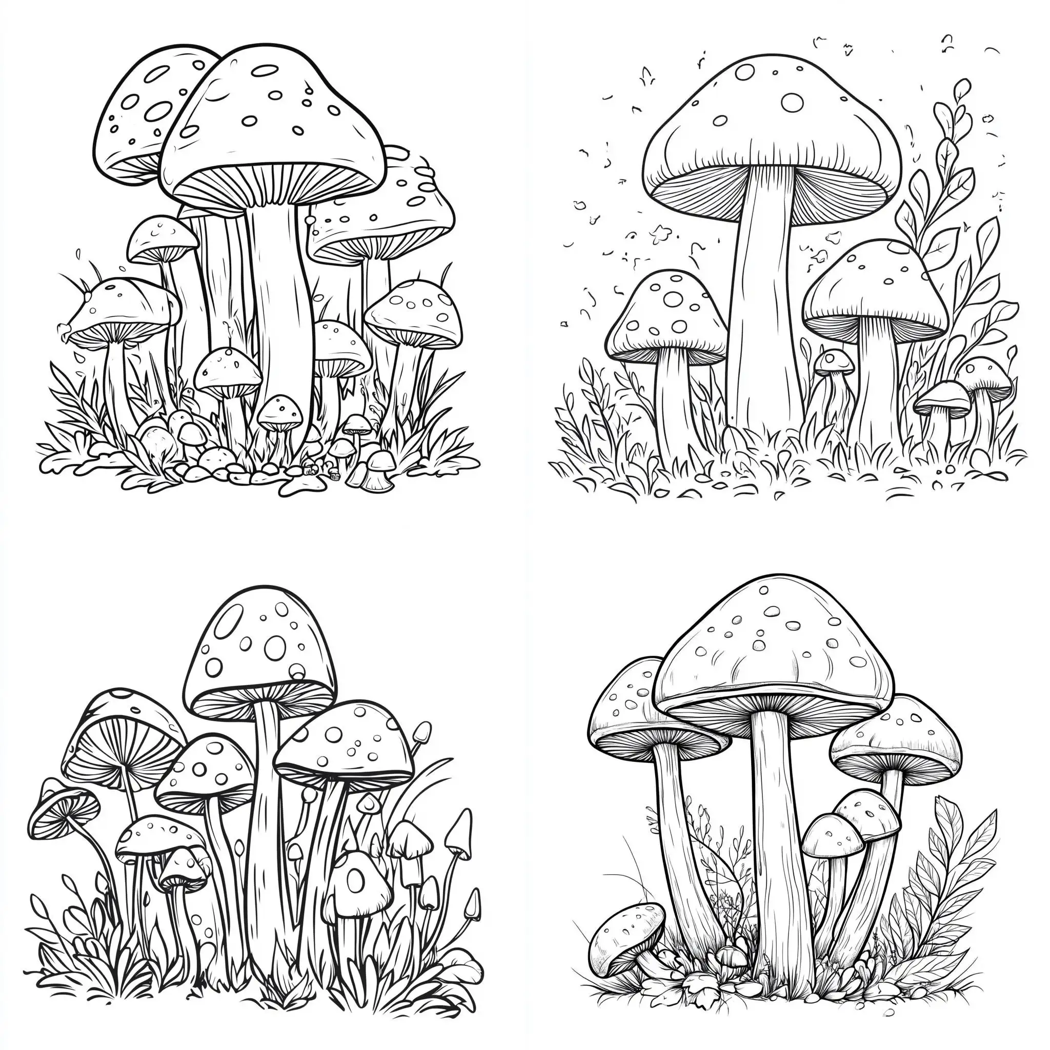 Cartoon-Mushrooms-Coloring-Page-for-Kids