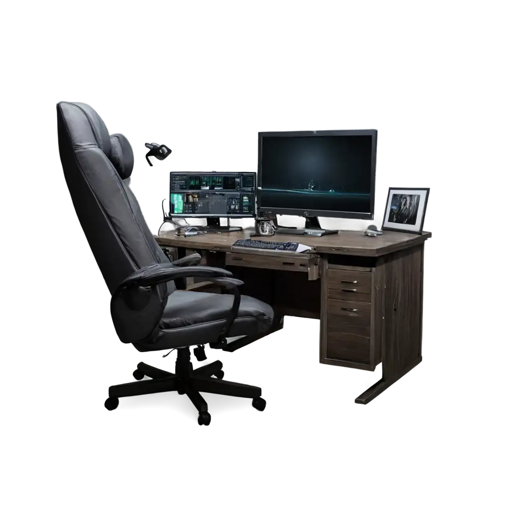 costliest editing pc set with dark tone with curious ambience lghting