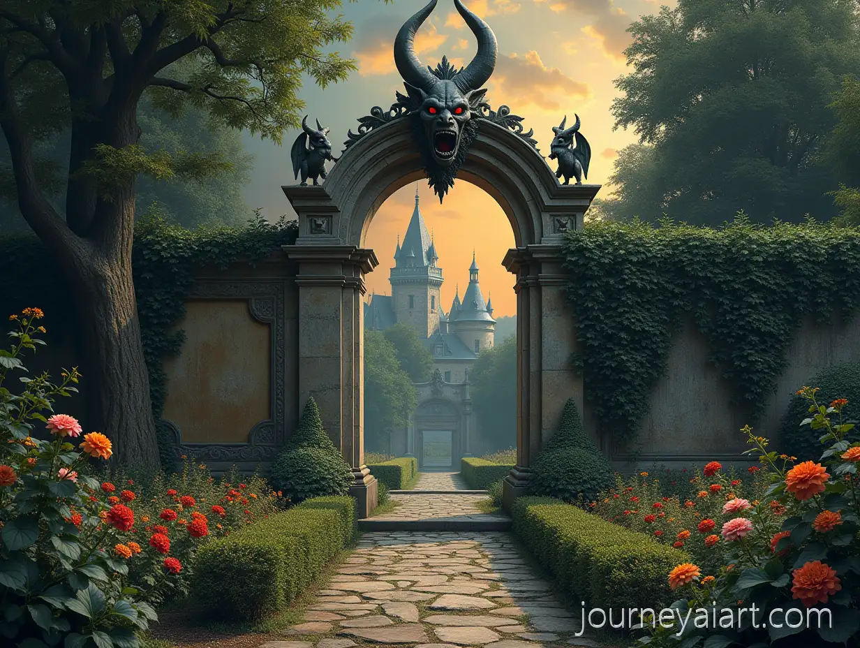 Demon-and-Wonder-Theme-Gargoyles-Enchanted-Garden-and-Majestic-Architecture
