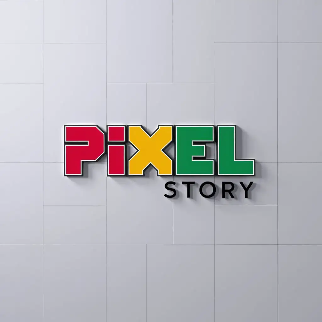 LOGO-Design-For-PIXEL-STORY-Colorful-Pixelated-Typography-on-White-Background