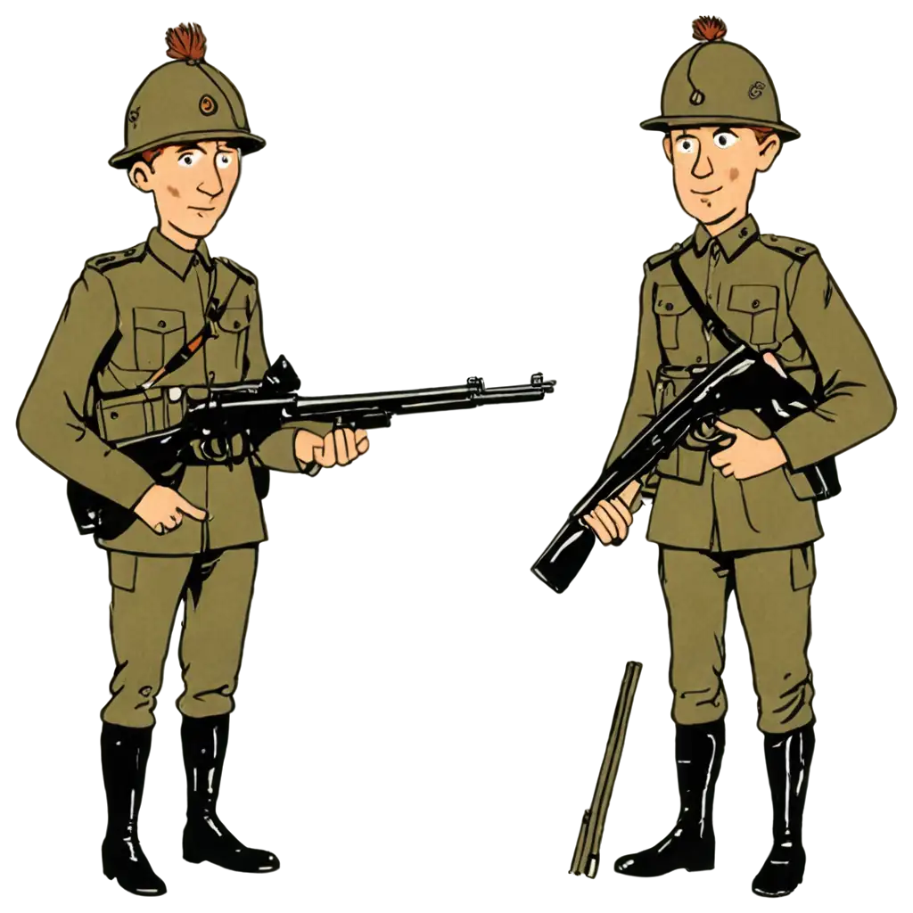 British-Soldiers-with-Gun-in-India-Cartoon-PNG-HighQuality-Historical-Artwork-for-Versatile-Use