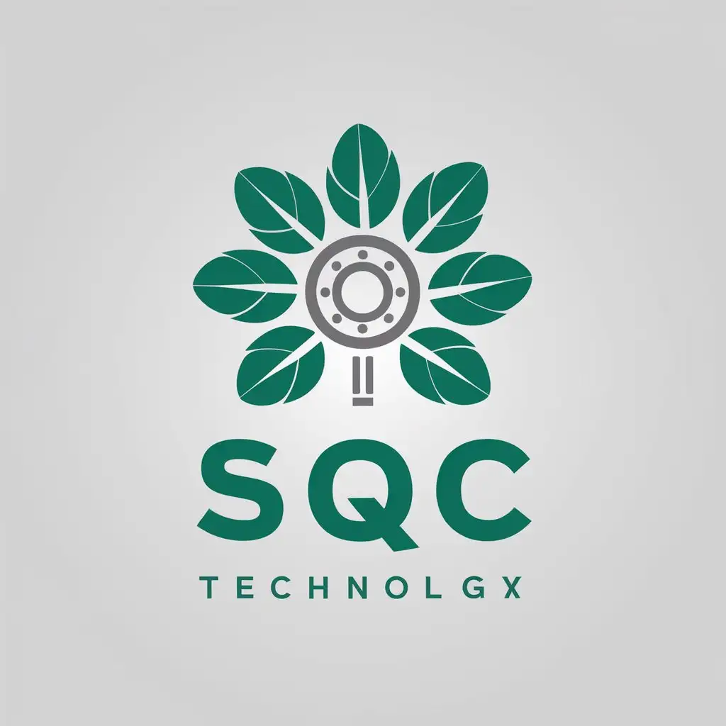 LOGO-Design-for-SQC-Green-Leaves-with-Mechanical-Elements-in-Minimalistic-Style