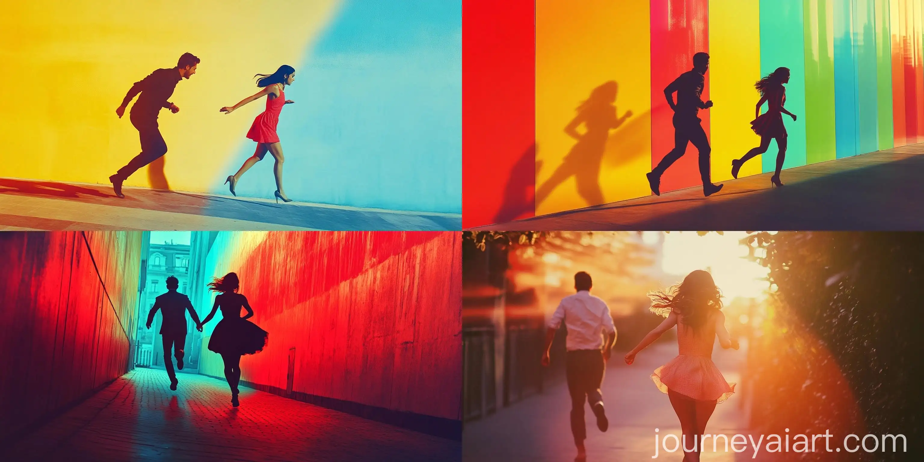 Romantic-Encounter-Girl-in-Short-Dress-Running-Towards-Lover-in-Cinematic-Shot