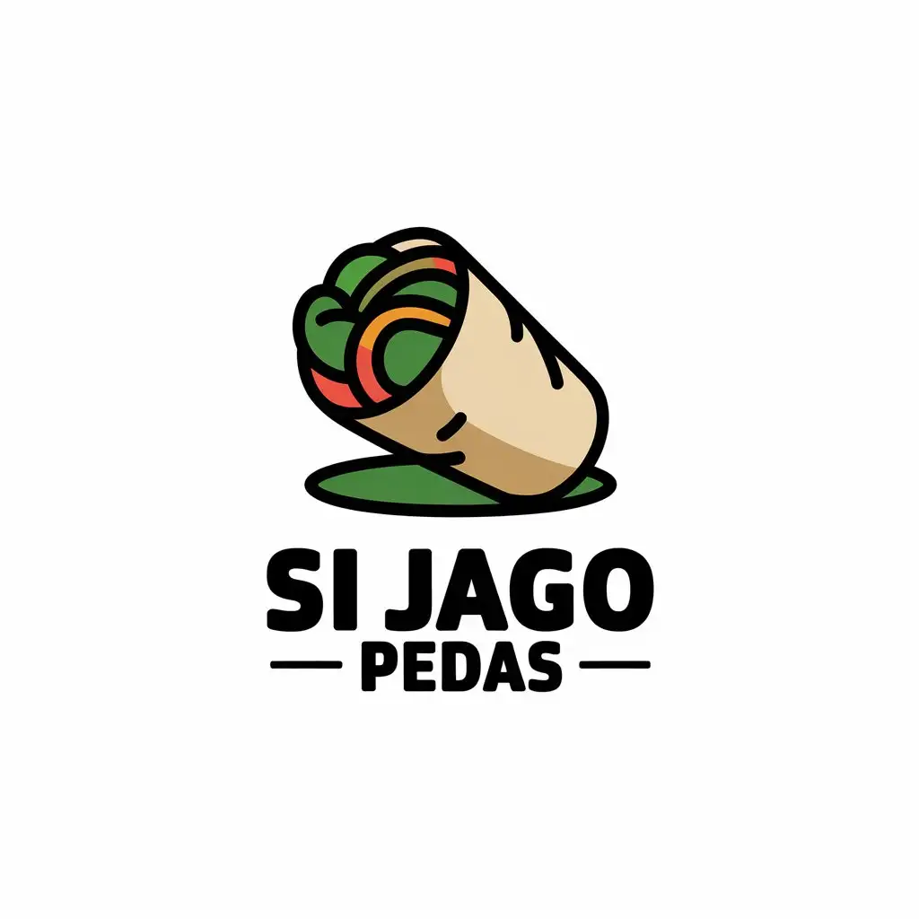 LOGO Design for Si Jago Pedas Vector Logo Featuring Spring Rolls on Clear Background