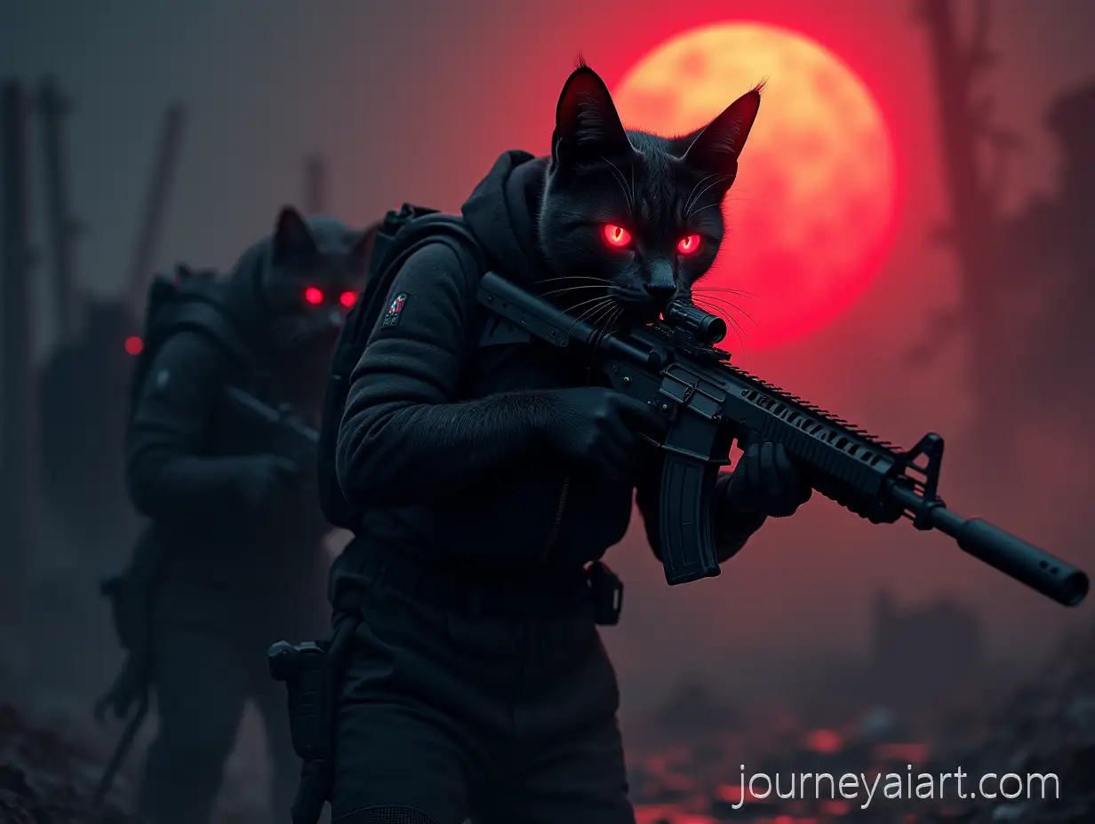 Stealth-Recon-Cats-Infiltrating-Enemy-Base-Under-BloodRed-Moon