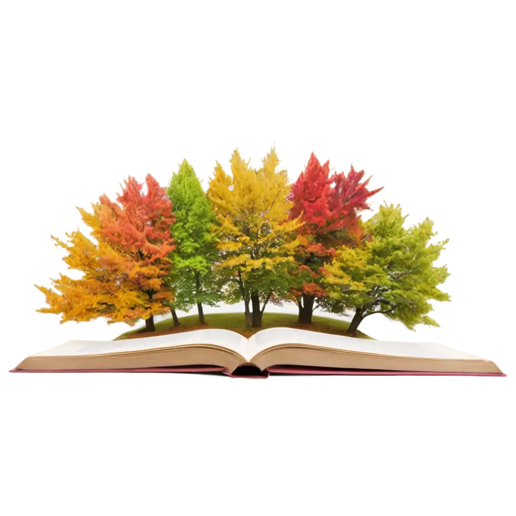 Colorful-Tree-Growing-Out-of-an-Open-Book-Captivating-PNG-Image-for-Versatile-Use