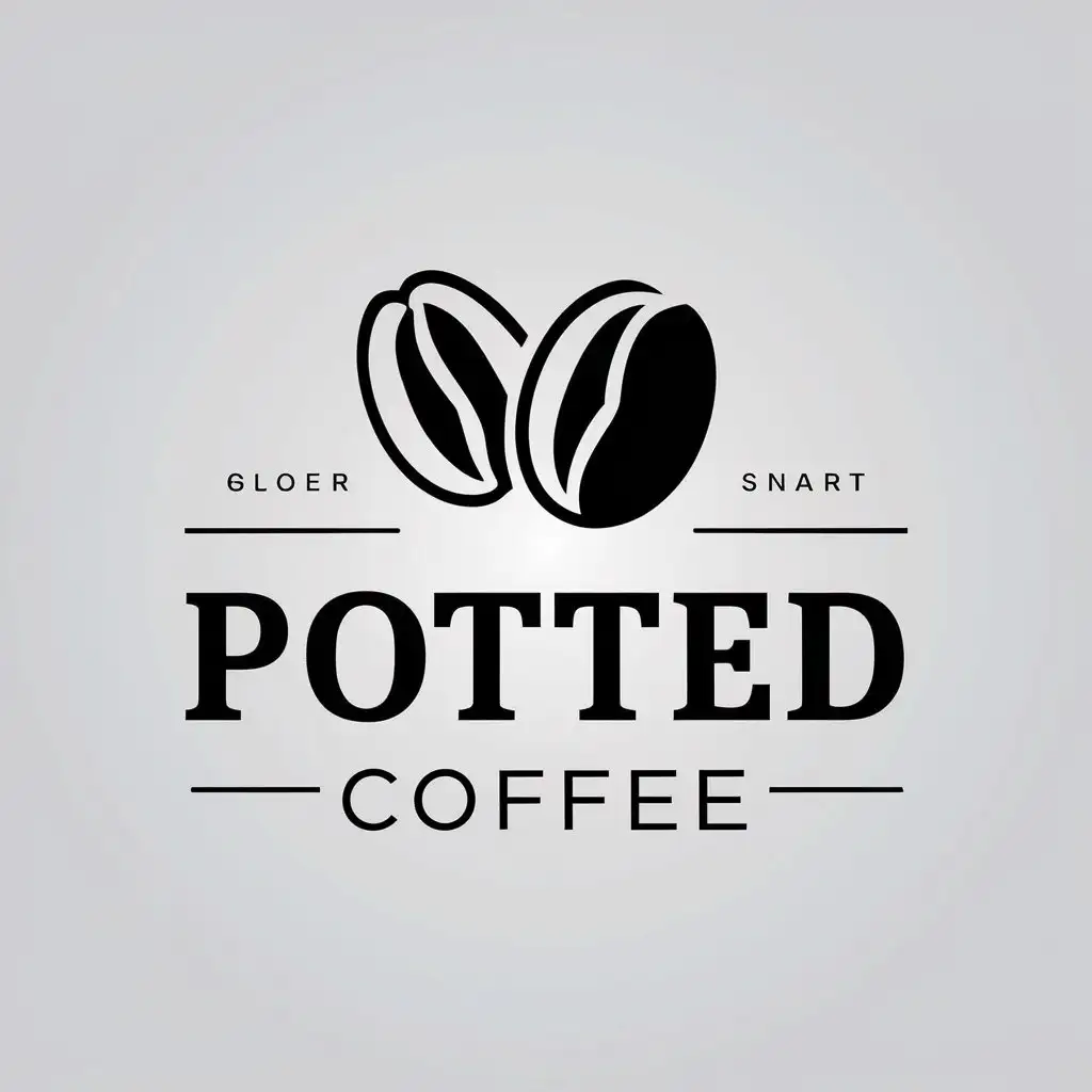 a vector logo design,with the text "Potted coffee", main symbol:coffee beans,Moderate,be used in Restaurant industry,clear background