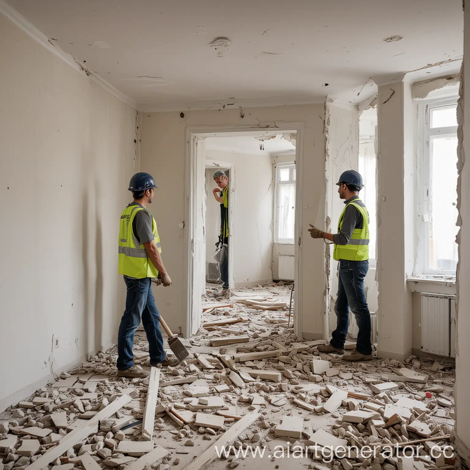 Two-Workers-Demolishing-Partitions-in-an-Apartment