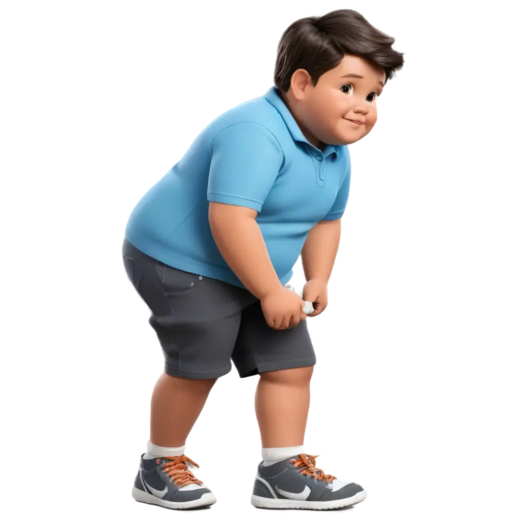 PNG-Image-of-Little-Fatty-Boy-8YearOld-with-Side-Partition-Hair-in-Dark-Grey-Shorts-and-Light-Blue-Shirt