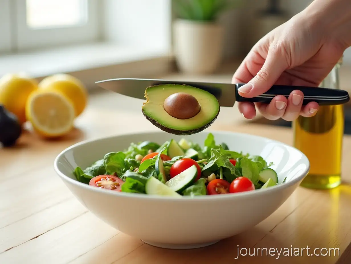 Slicing-AvAI-Image-Prompt-Expansionocado-for-Fresh-Salad-with-Lemon-and-Olive-Oil-in-Bright-Kitchen