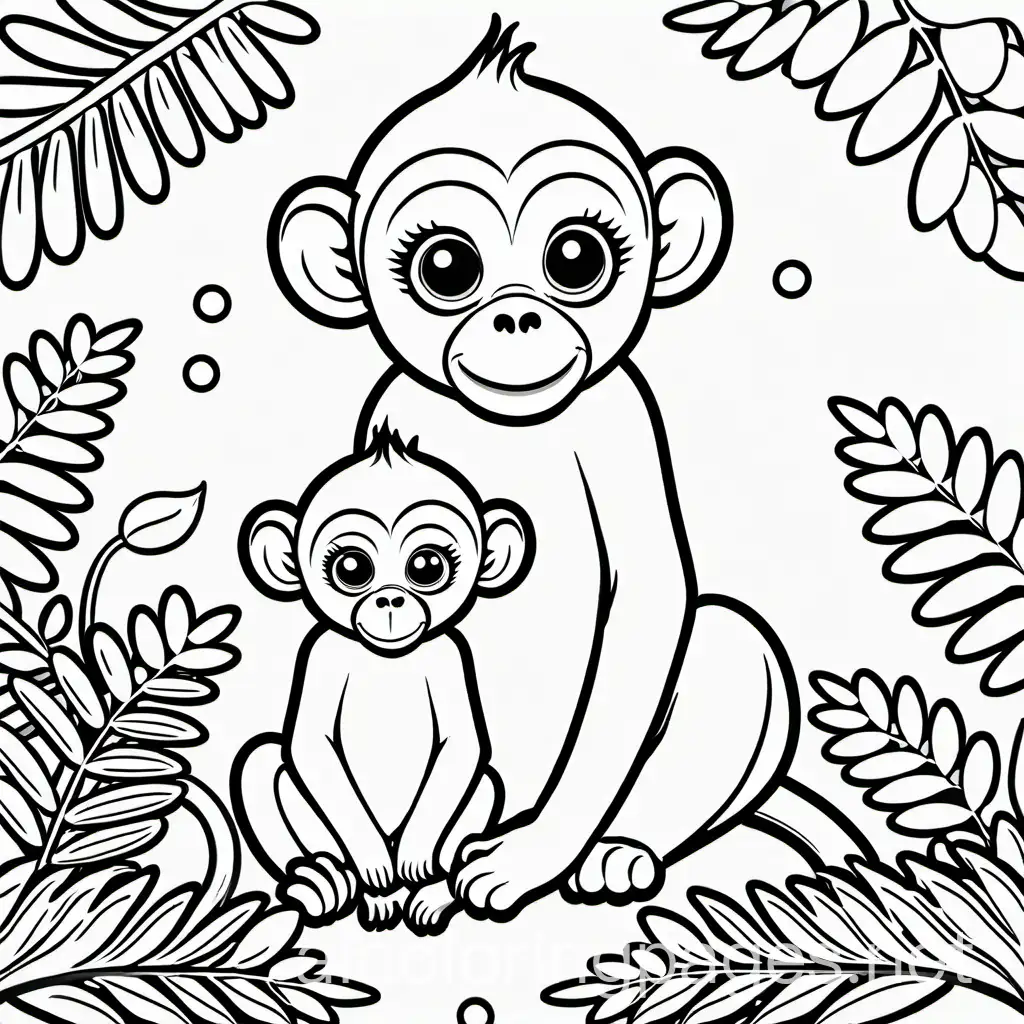 Auntie-Monkey-and-Baby-Monkey-Coloring-Page-for-Kids
