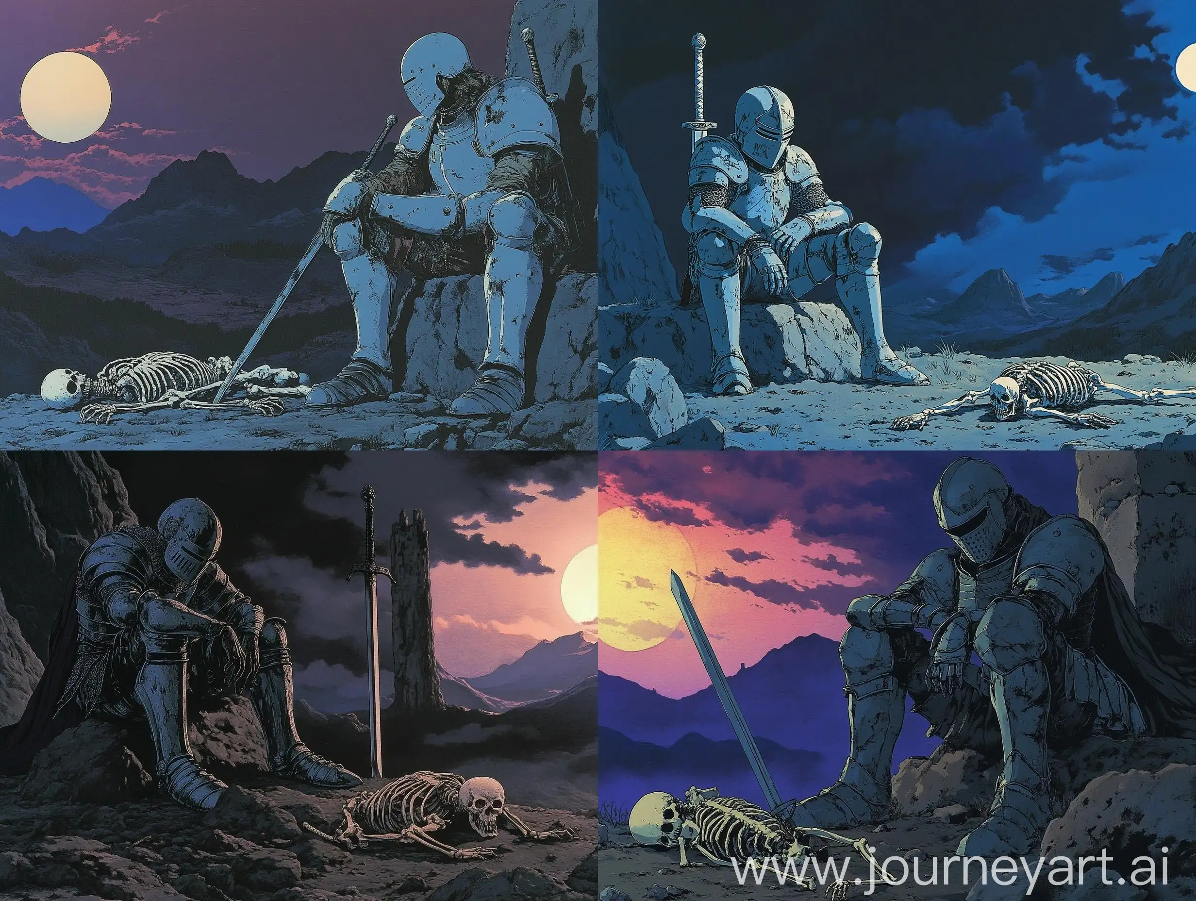 Pensive-Knight-with-Sword-in-Twilight-Landscape