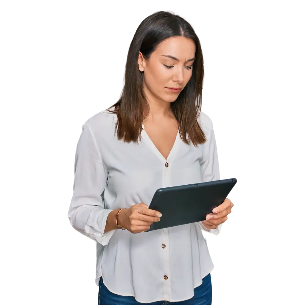 PNG-Image-Woman-Filling-in-a-Survey-on-a-Tablet