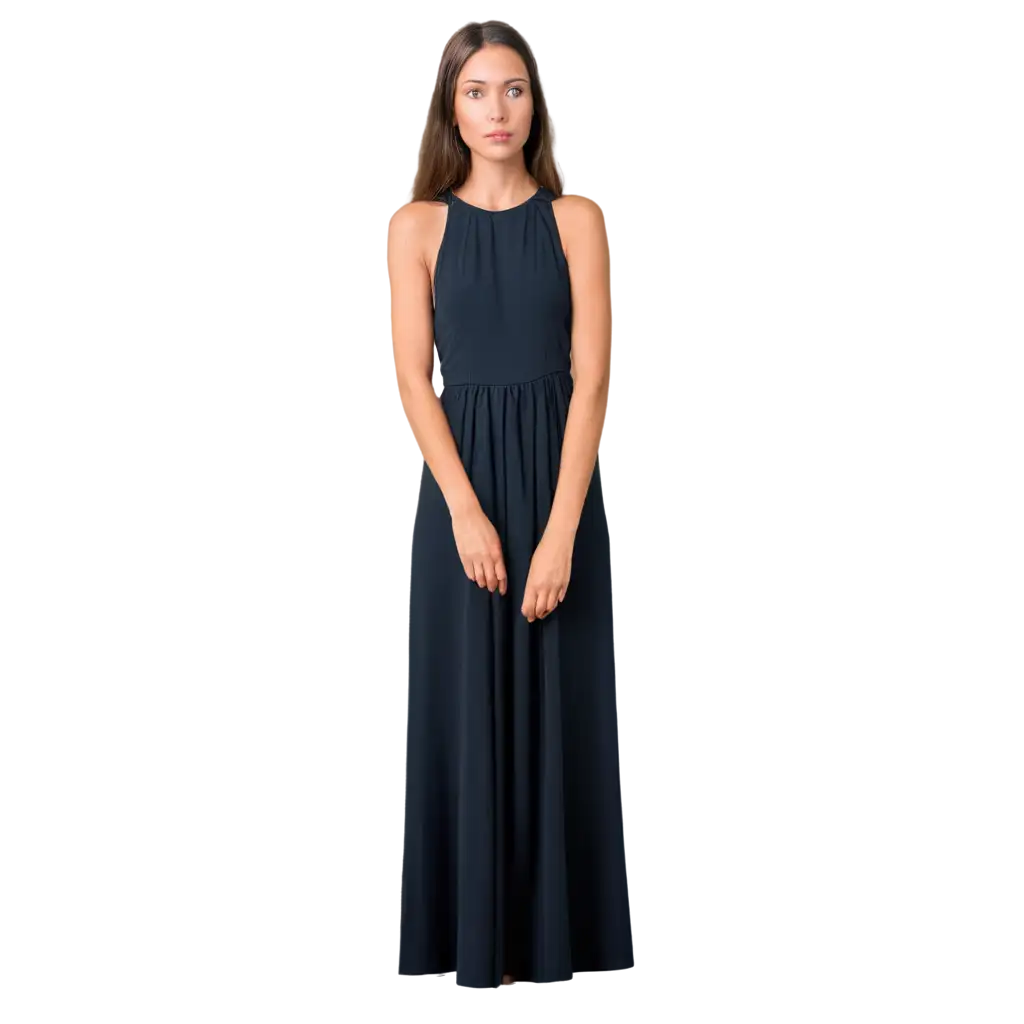 summer dress of the brand , oriented to urban youth 20-35 years on white background on the model view from the front dress without sleeves