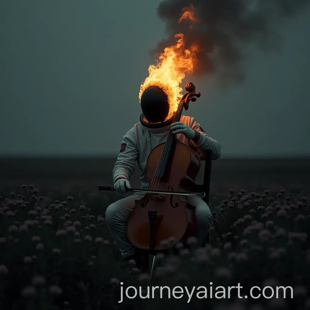 Astronaut-Playing-Cello-in-Fiery-Atmosphere-at-Black-Flowers-Farm
